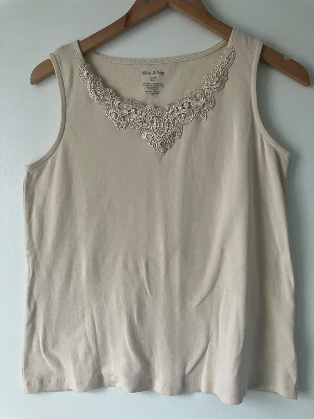 Vintage Cotton Camisole with Lace Trim Size Small